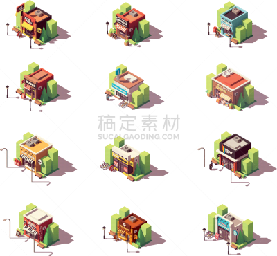 图标集,商店,商务,书店,自动洗衣店,小的,古董,建筑业,邮局,窗户