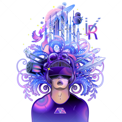 衣服,男人,网络空间,免提装置,插画,分离着色,人,计算机,幻想