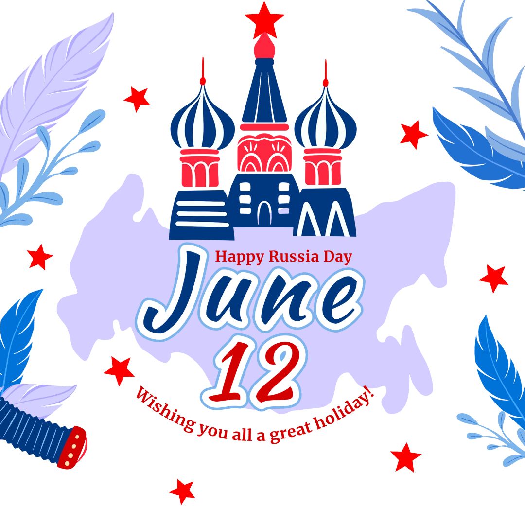 Russia Day Traditional Buildings Graphic Illustrations Instagram Post Image