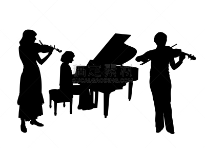 钢琴师,小提琴,两个物体,分离着色,音乐,人,图像,女人,剪影,预演