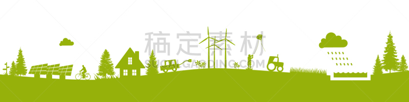 绿色,地形,农业,城市生活,可再生能源,城镇景观,概念象征,电源,环境