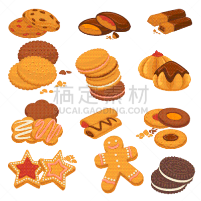 巧克力脆饼,姜饼人,男人,自制的,图像,矢量,分离着色,面包店,食品,设计
