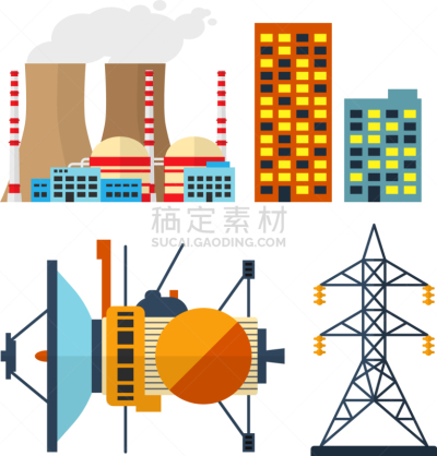 冷却塔,核电站,精神振作,技术,图像,蒸汽,工业,建筑业,矢量