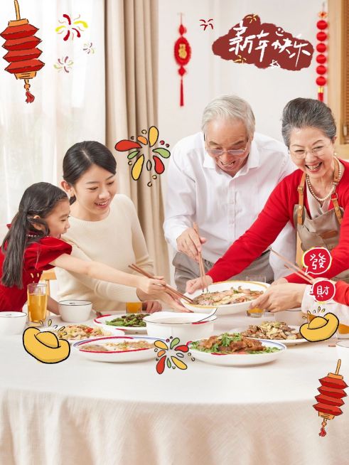 春节年夜饭全家福晒照PLOG预览效果