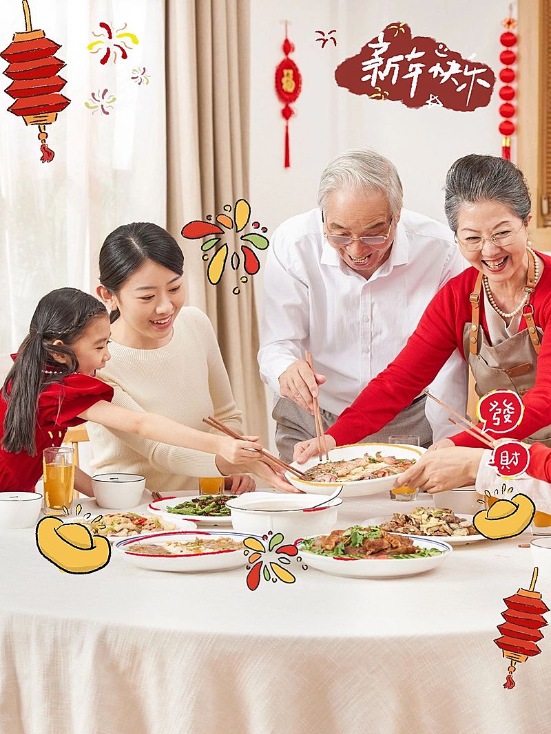 春节年夜饭全家福晒照PLOG