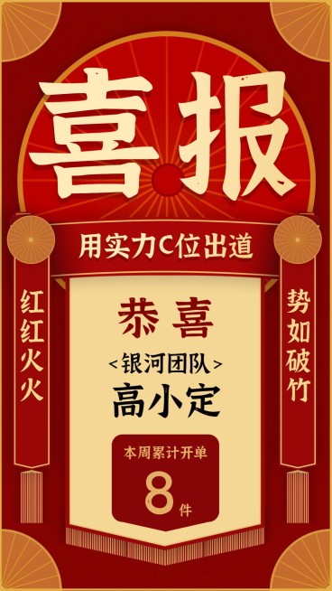 金融保险C位出道开单喜报表彰海报预览效果