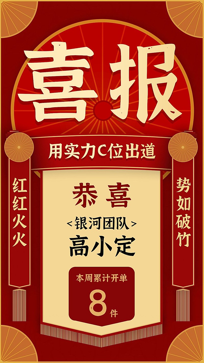 金融保险C位出道开单喜报表彰海报