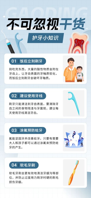 医疗保健口腔护理知识科普全屏竖版海报预览效果