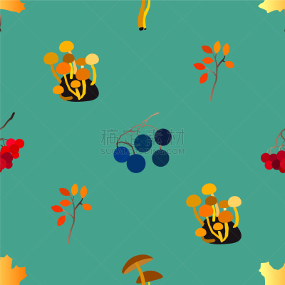 autumn seamless pattern with berries