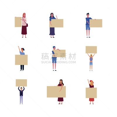 人,空白的,图标集,海报,商务,自由,扬声器,模板,女人,拿着