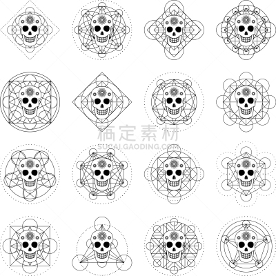 几何形状,洋葱花,颅骨,符号,神符,华丽的,传统,怪异