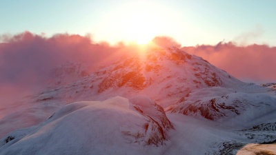 雪山与日落