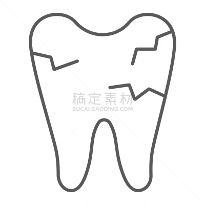 口腔卫生,破碎的,瘦弱,人的嘴,人的牙齿,线图标,健康保健,简单背景,直的,牙医