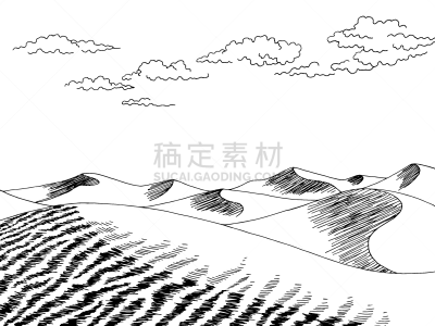 沙漠,草图,绘画插图,白色,矢量,地形,黑色,插画,空的,云