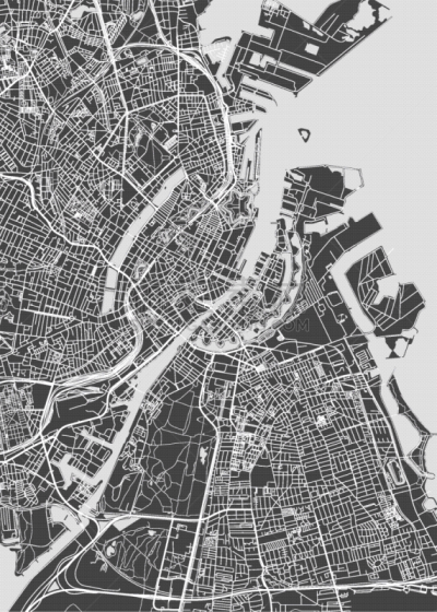 哥本哈根,做计划,单色调,街道图,复杂,公园,河流,建筑结构,城市,剪影