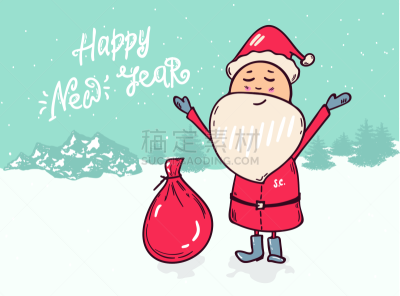 贺卡,新年前夕,模板,节日,绘画插图,卡通,圣诞老人,文字,矢量