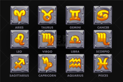 黄金,石头,标志,星座,按钮,秘密,可爱的,天秤座,水瓶座,休闲