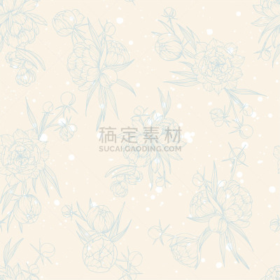 牡丹,四方连续纹样,背景,象牙,白色,自然,白色背景,图像,花朵,美