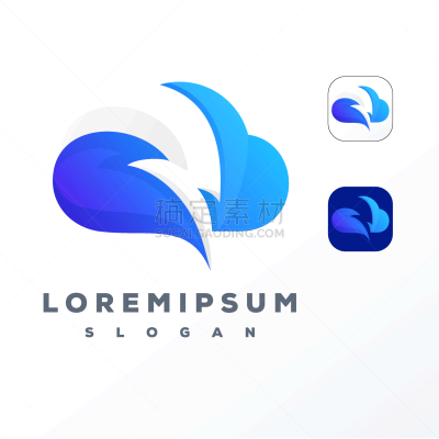 colorful cloud and thunder logo design ready to