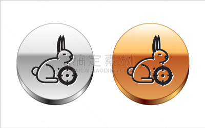 black line hunt on rabbit with crosshairs icon