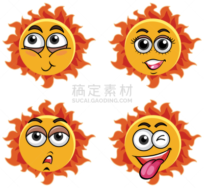 日光,似人脸,面部表情,可爱的,热,环境,天气,澳大利亚,夏天,剪贴画