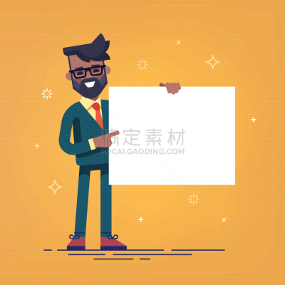 拿着,男人,黑色,布告,空白的,商务,床单,模板,布告栏