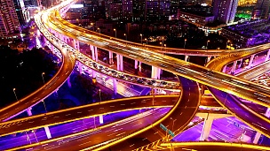 延时摄影-夜间的上海高速公路