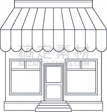 商务,商店,卡通,餐馆,窗户,顾客,购物中心,商品,建筑,建筑外部