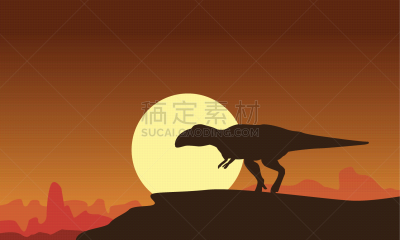 远古的,白垩系,古生物学,图像,已灭绝生物,原始主义,史前时代,剪影,日落,进攻