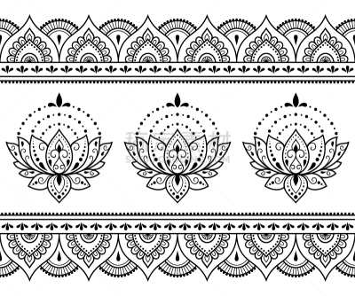 华丽的,荷花,四方连续纹样,绘画插图,乱画,矢量,手,绘制