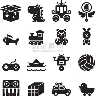 玩具,图标集,分离着色,图像,飞行器,自动的,动物,品牌名称,兔子,收集