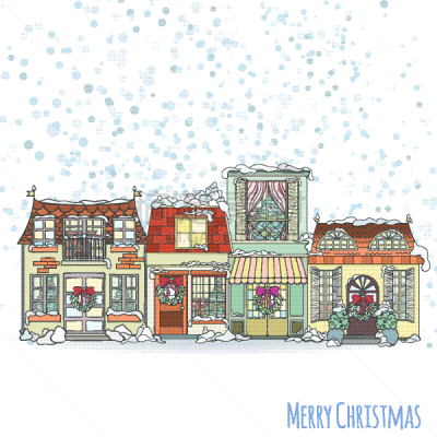 请柬,房屋,新年前夕,雪,杉树,建筑,问候,复古,下雪