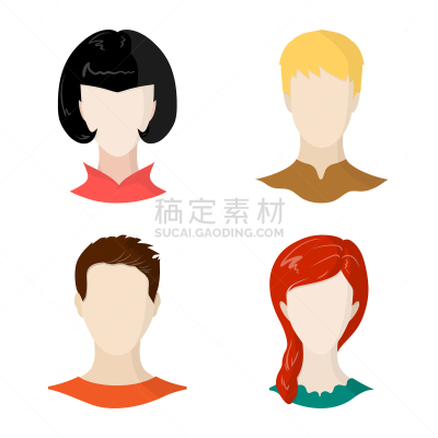 标志,人造模特,头像,专业人员,肖像,女人,头发,发型,收集,设计