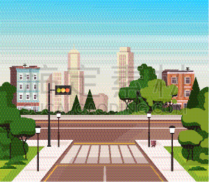 街道,绘画插图,卡通,城市,矢量,市区路,公寓,十字形,概念,图表设计师