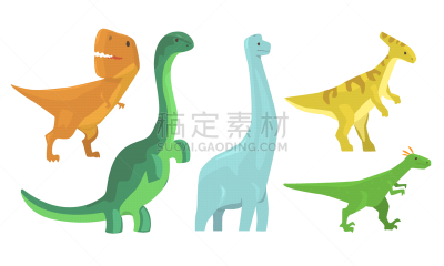 绘画插图,矢量,反差,活力,动画片,可爱的,脚印,迷惑龙,已灭绝生物,侏罗纪