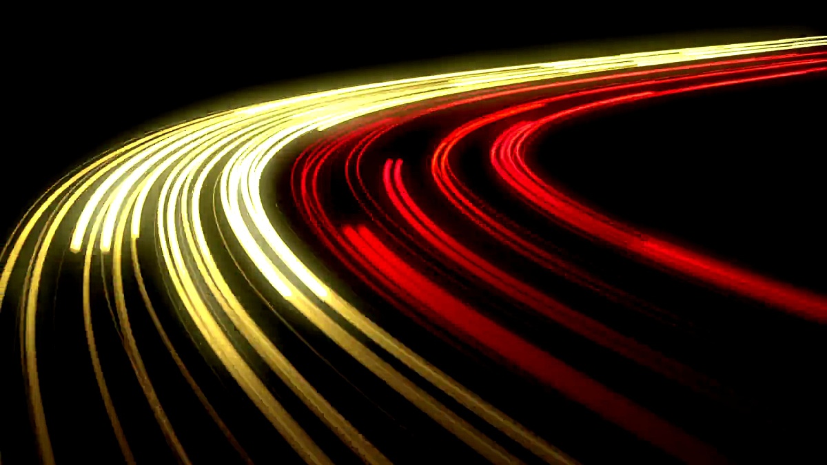 公路灯光的美丽景色。可循环的3D动画。延时摄影。