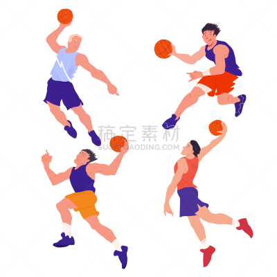 活力,绘画插图,卡通,平坦的,篮球运动,篮球运动员,组物体,矢量,瑜伽,分离着色