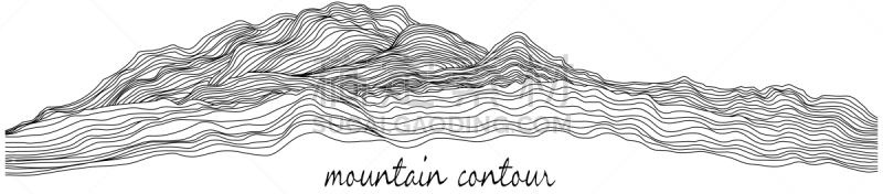 线条画,山,白色背景,轮廓线画,分离着色,简单,纬度,背景,户外,绘画插图