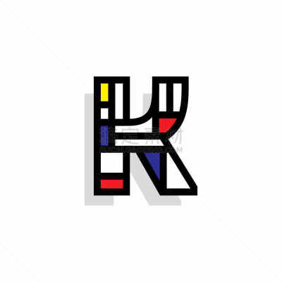 英文字母k,矢量,40-80年代风格复兴,信函,商务,几何形状,字母,模板,现代,品牌名称