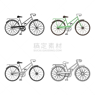 绿色,车架,分离着色,脚踏车,愉悦,踏板,迅速,图像,行动