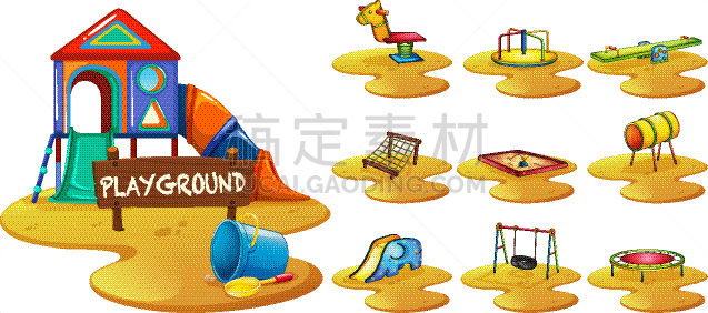 分离着色,白色,摇摆木马,风景,图像,矢量,田地,隧道,跷跷板,户外