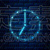 glowing neon clock icon isolated on brick wall