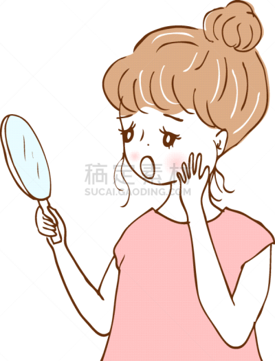 女人,绘画插图,面部表情,可爱的,商务,青年女人,没有化妆,挫败,美容