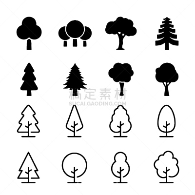图标集,标志,白色,黑色,平坦的,环境,现代,植物,夏天,绘画插图
