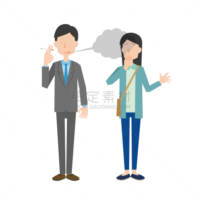 女人,烟,香烟,商务,一个人,尼古丁,烟草,全身像,被动吸烟,绘画插图