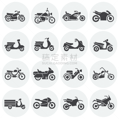 motorcycle icons set on background for graphic and