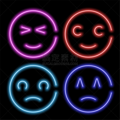 矢量,绘画插图,霓虹灯,表情符号,数字10,微笑,设计,收集