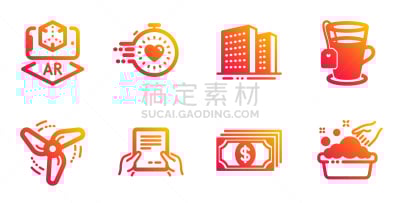 wind energy tea and buildings icons set payment