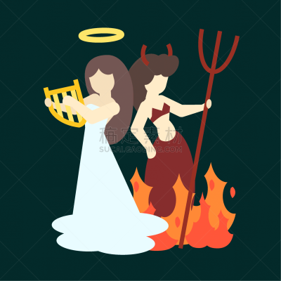 魔鬼,天使,公寓,女人,有角的,恶魔,决定,选择
