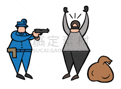 面具,盗贼,男人,人的脸部,捕获的,卡通,警官